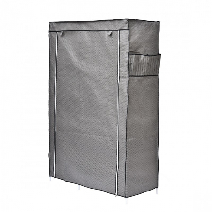 Dulap din material textil, cu structura metalica, 105 x 45 x 160 cm, Grunberg, gri [2]