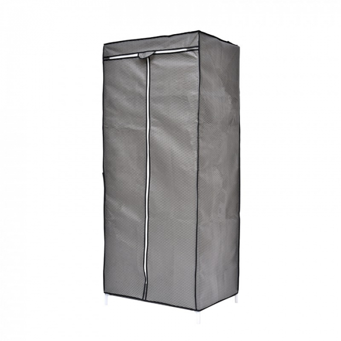 Dulap din material textil, cu structura metalica, 70 x 45 x 160 cm, Grunberg, gri [2]