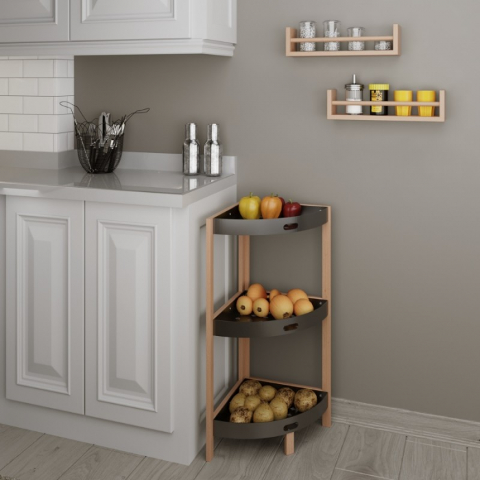 Etajera cu 3 rafturi, din lemn si plastic, 34 x 34 x 80 cm, bienWood [3]