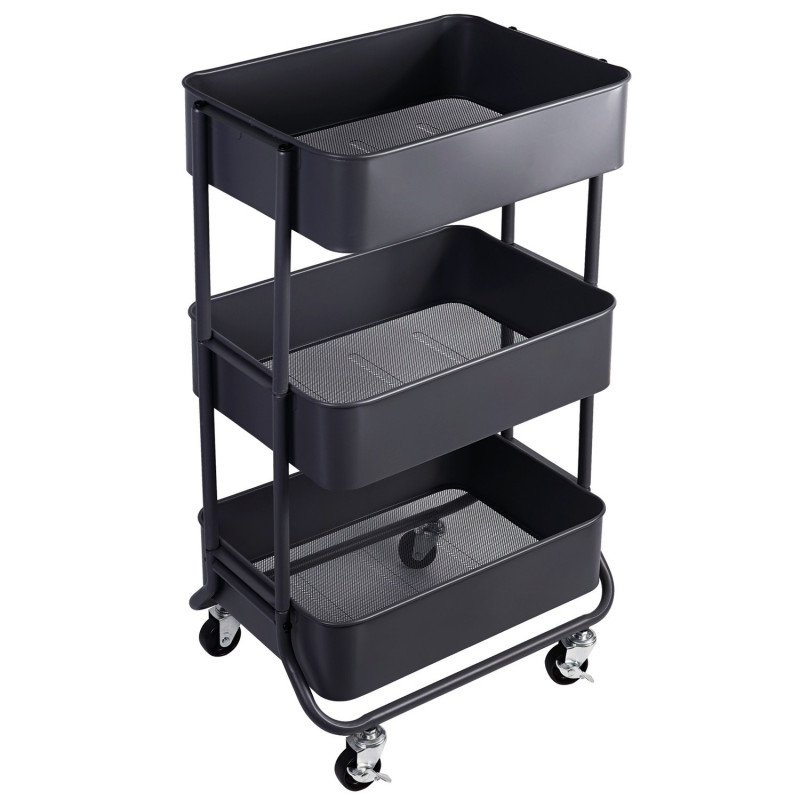 Etajera cu 3 rafturi, din metal, 44.50 x 34 x 75 cm, Grunberg  (negru) [2]