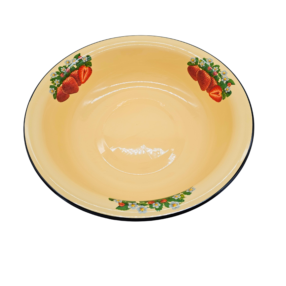 Lighean emailat Crem/ Alb, decor Capsuni, 18 Litri [3]