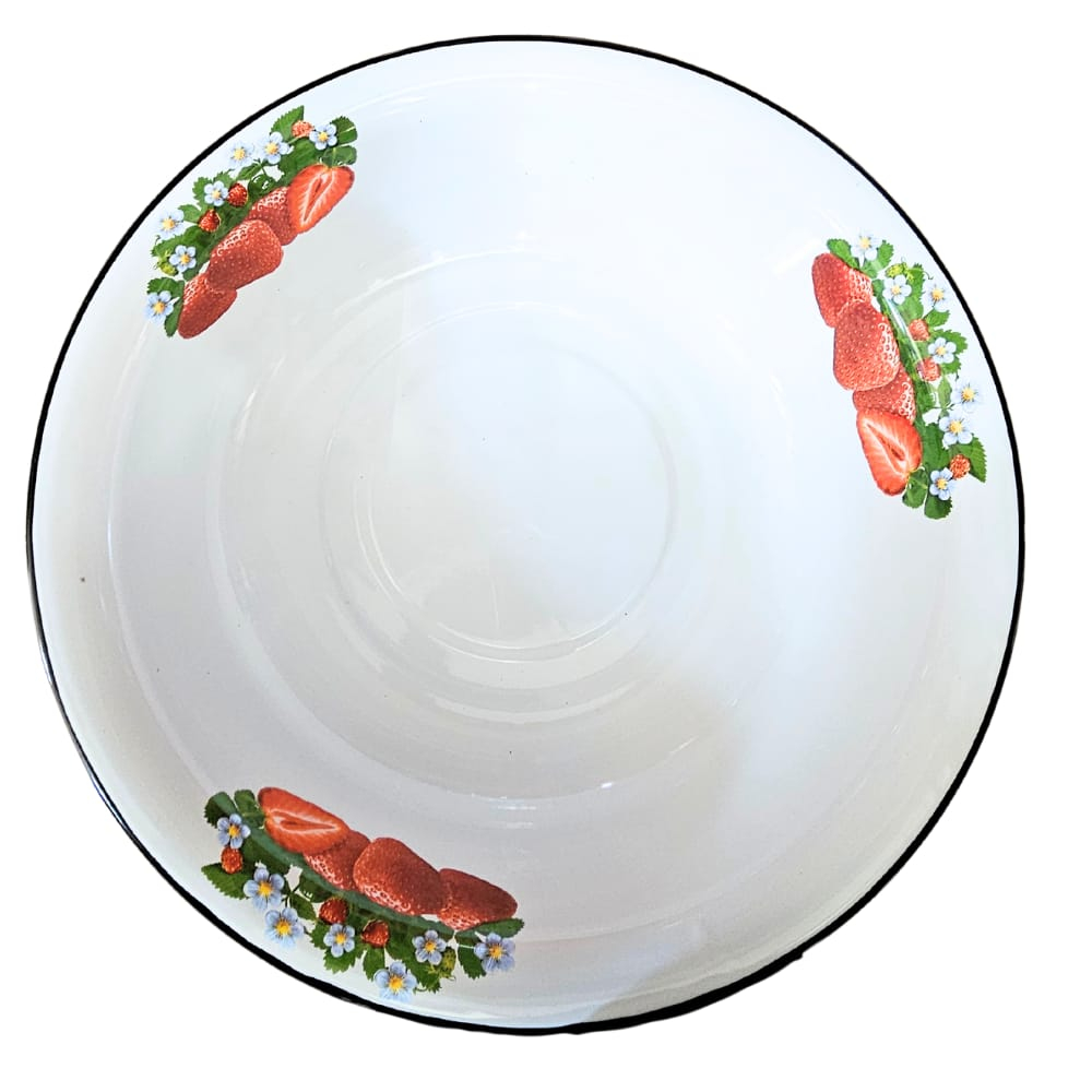 Lighean emailat Crem/ Alb, decor Capsuni, 18 Litri [4]