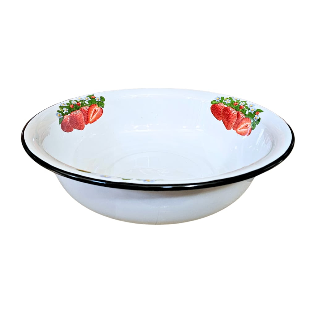 Lighean emailat Crem/ Alb, decor Capsuni, 18 Litri [2]