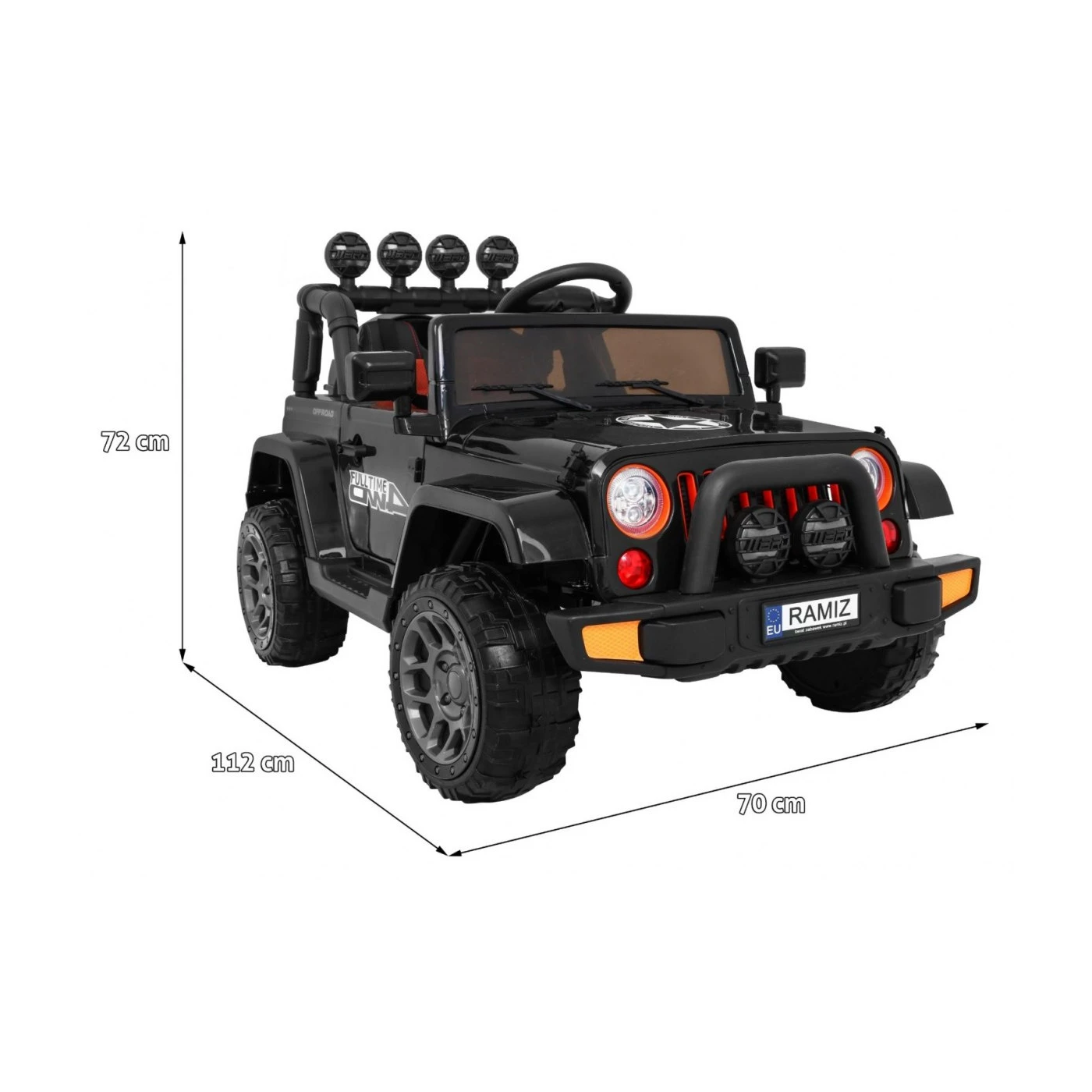 Mașină off-road 4x4 pentru copii, Motor 4x35w, scaun piele, roti eva, lumini si muzica, slow start/stop, Negru [2]