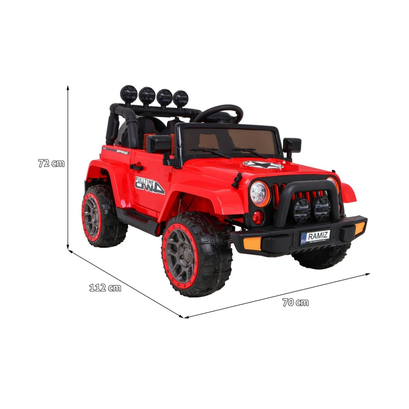 Mașină off-road 4x4 pentru copii, Motor 4x35w, scaun piele, roti eva, lumini si muzica, slow start/stop, Rosu [2]