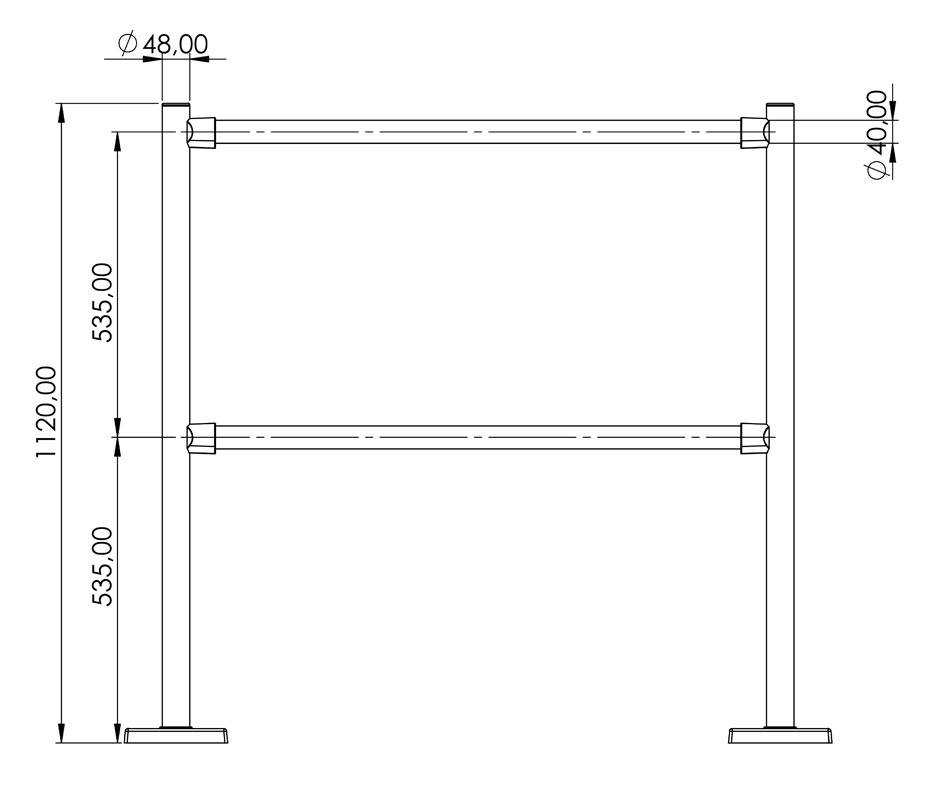 Montant Ø48, cromat cu 2 prinderi terminale, inaltime 112 cm [3]