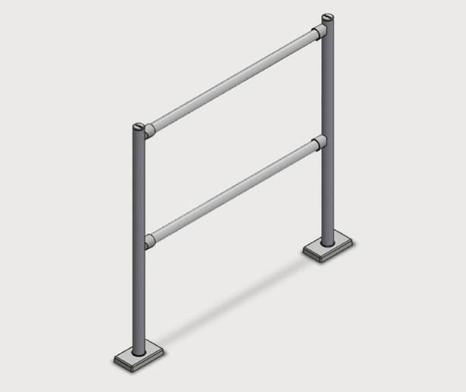 Montant Ø48, cromat cu 4 prinderi terminale, 90°, inaltime 112 cm [6]