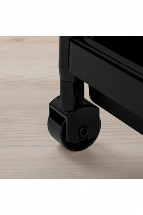 Raft cu 3 polite pe roti, Organizator de bucătărie si baie, Negru [3]