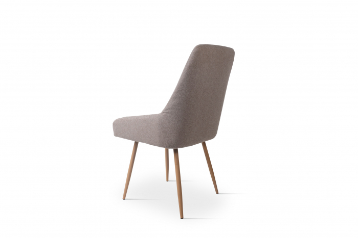 Scaun tapitat cu material textil, cu picioare din lemn, pentru bucatarie / living, 53x44x91cm, Maro deschis [4]