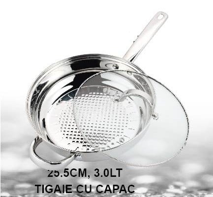 Set 12 piese , 6 vase din inox, compatibile cu plita cu inductie, cu capace din sticla, Grunberg GR2441 [5]