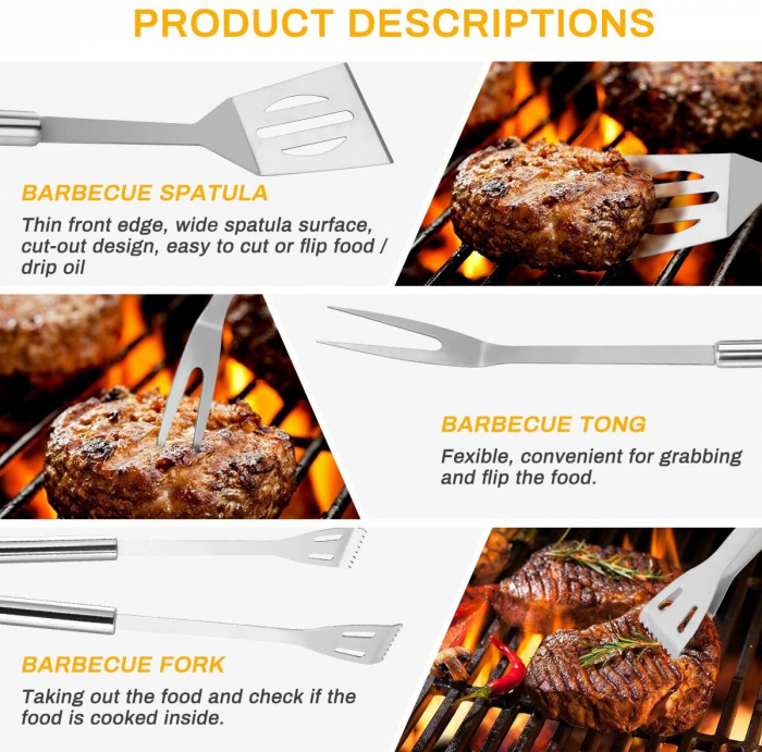 Set ustensile din inox, pentru gratar, 3 piese [4]