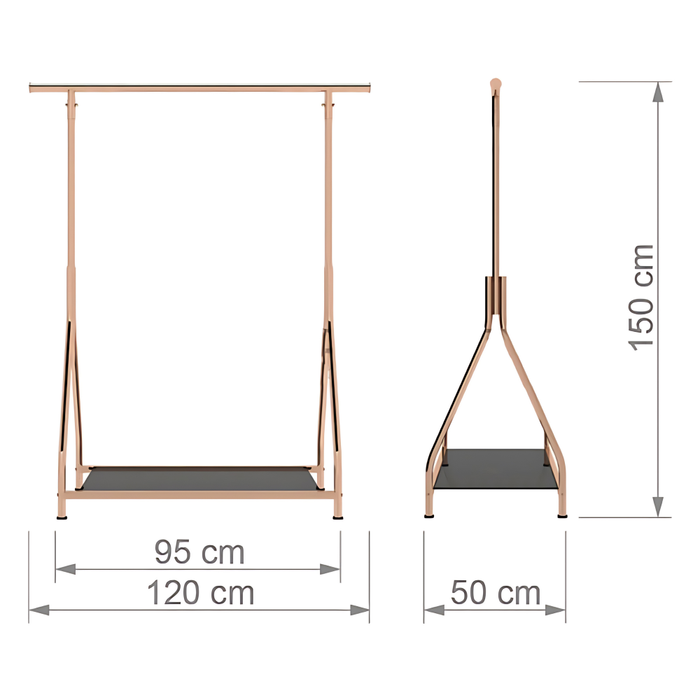 Stender pentru haine, din metal finisaj GOLD, 150x120 cm [3]
