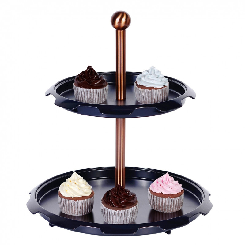 Suport pentru prajituri, din metal si plastic, cu doua niveluri, 30 x 30 x 32 cm, Grunberg GR3230 [2]