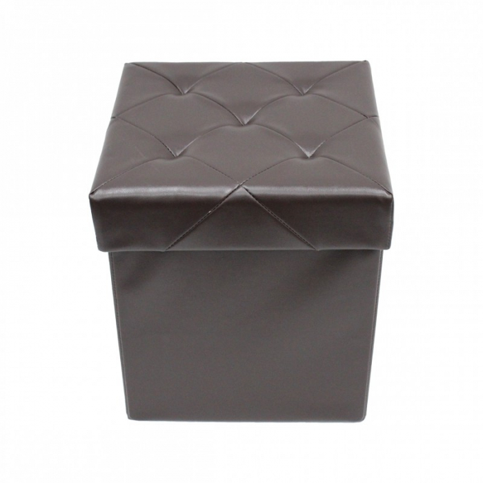 Taburet pliabil cu spatiu de depozitare, 38x38x38 cm, Grunberg, maro [2]