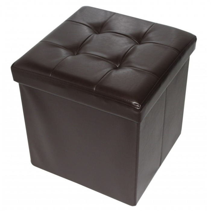 Taburet pliabil cu spatiu de depozitare - 38x38x38 cm, Grunberg, maro [2]