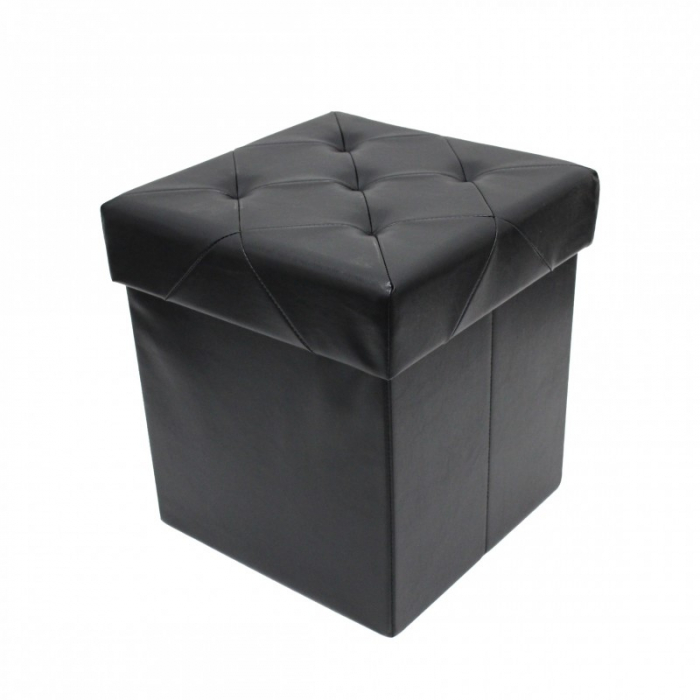 Taburet pliabil cu spatiu de depozitare, 38x38x38 cm, Grunberg ,Negru [2]