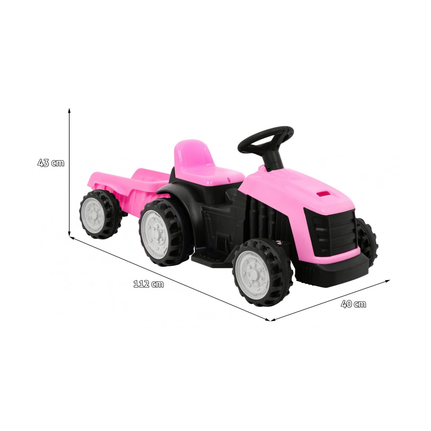 Tractor electric cu remorca pentru copii, motor de 25W, Roz [2]