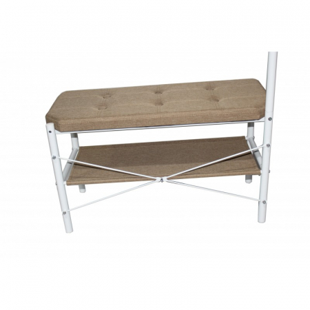 Bancheta Tapitata cu Suport pentru Incaltaminte si Cuier, Cadru din Metal, 72 x 32 x 167 cm, Maro [2]