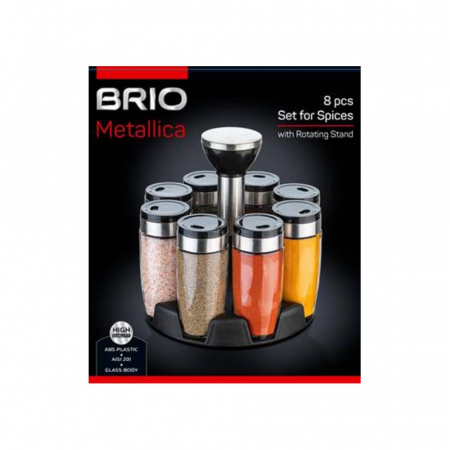 BRIO METALLICA - Set 8 piese condimente cu suport rotativ 90 ml [1]