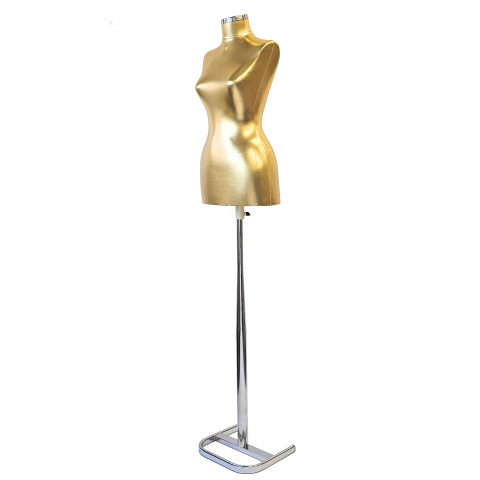 Manechin croitorie - Bust Auriu   Dama Cu Picior Metal Gros