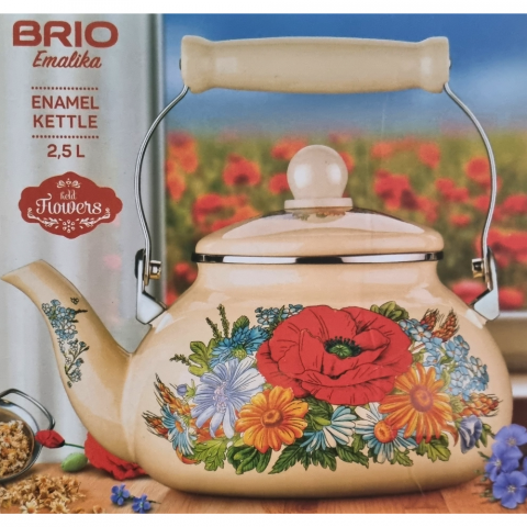 Ceainic din otel carbon emailat, 2.5 L, Flowers [0]