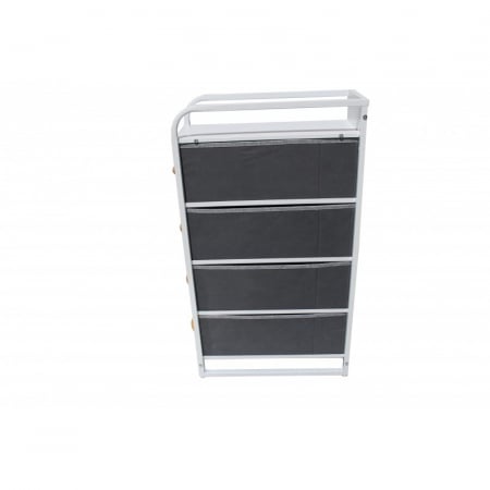 Comoda cu 4 sertare material textil, cadru metalic, blat MDF, 20 x 47 x 84 cm, Gri [3]