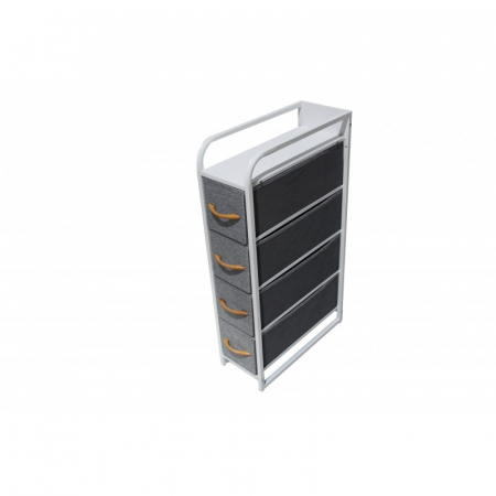 Comoda cu 4 sertare material textil, cadru metalic, blat MDF, 20 x 47 x 84 cm, Gri [0]