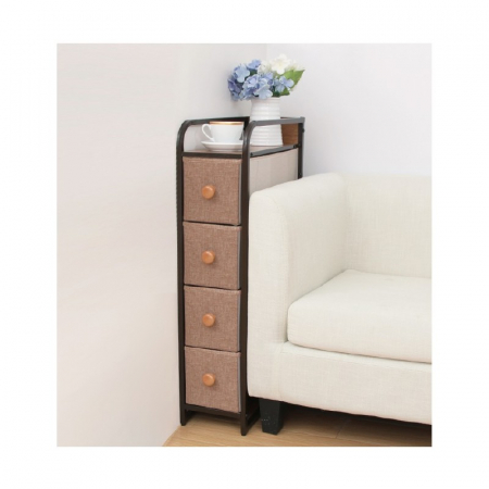 Comoda cu 4 sertare material textil, cadru metalic, blat MDF, 20 x 47 x 84 cm, Gri [5]