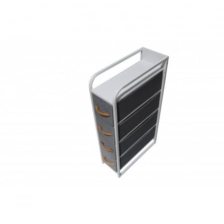 Comoda cu 4 sertare material textil, cadru metalic, blat MDF, 20 x 47 x 84 cm, Gri [1]