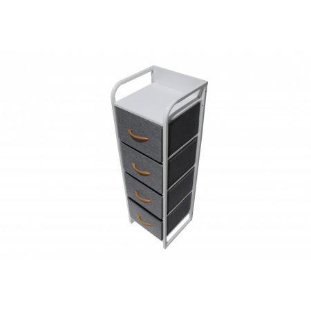 Comoda cu 4 sertare material textil, cadru metalic, blat MDF, 31 x 29 x 99 cm, Gri [1]