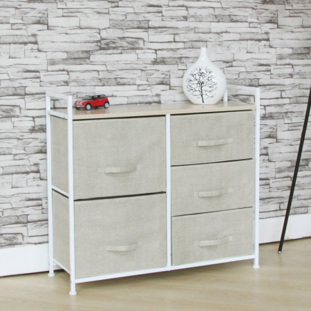 Comoda cu 5 sertare , 83 x 29 x 77 cm, Bej [2]