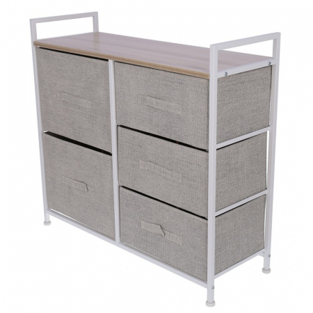 Comoda cu 5 sertare , 83 x 29 x 77 cm, Bej [3]