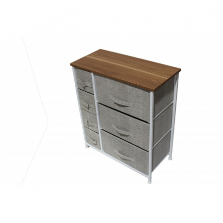 Comoda cu 7 sertare material textil, cadru metalic, blat MDF, 63.50 x 30 x 73 cm, Maro [1]