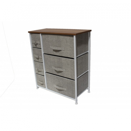 Comoda cu 7 sertare material textil, cadru metalic, blat MDF, 63.50 x 30 x 73 cm, Maro [2]