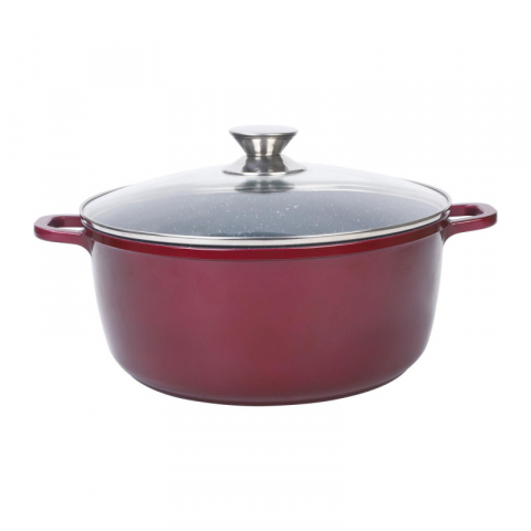 Cratita din aluminiu, cu invelis din ceramica, cu capac din sticla, pentru prepararea gemului, sosului din tomate, 28cm [0]