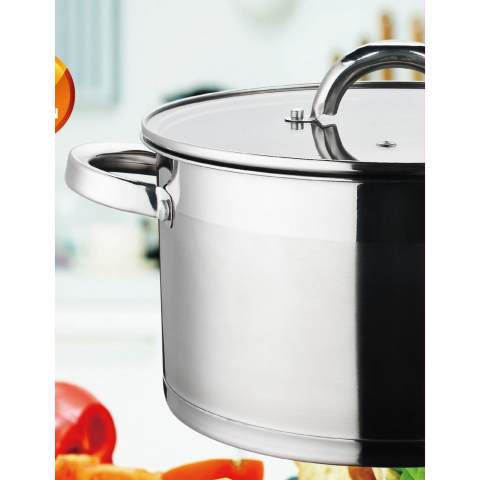 Cratita din inox, compatibila cu plita cu inductie, cu capac din sticla, 24 cm, 5.70L [2]