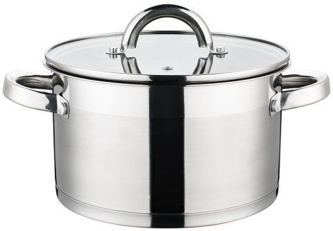 Cratita din inox, compatibila cu plita cu inductie, cu capac din sticla, 24 cm, 5.70L [0]