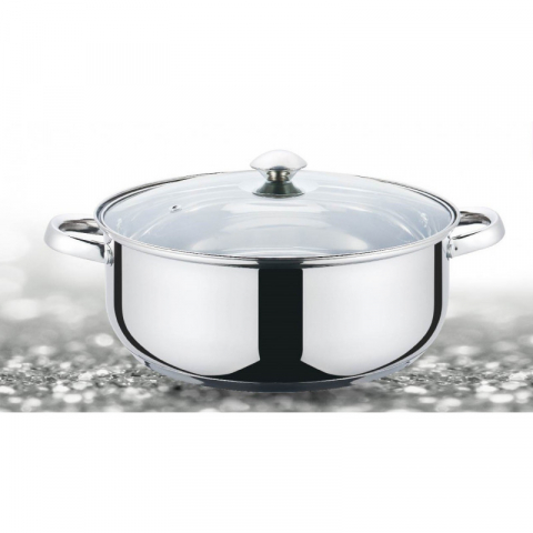Cratita din inox , compatibila cu plita cu inductie, cu capac din sticla, 26 cm , 5 l , Grunberg GR3118 [1]
