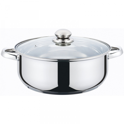 Cratita din inox , compatibila cu plita cu inductie, cu capac din sticla, 26 cm , 5 l , Grunberg GR3118 [0]