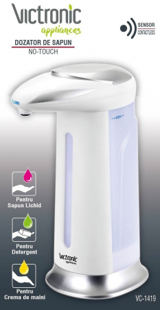 Dozator pentru sapun lichid sau gel dezinfectant, cu senzor, 400 ml [1]