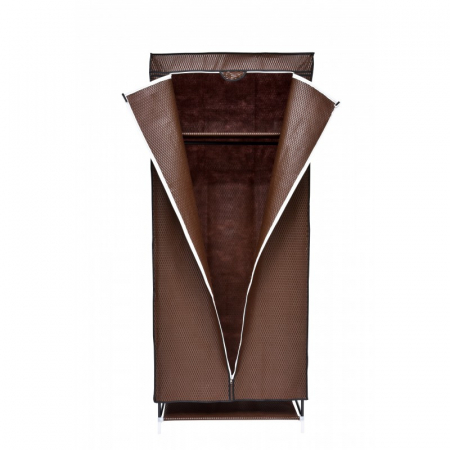 Dulap din material textil, cu structura metalica, 60 x 45 x 150 cm, Grunberg, maro [1]