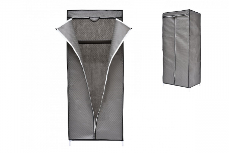 Dulap din material textil, cu structura metalica, 70 x 45 x 160 cm, Grunberg, gri [0]