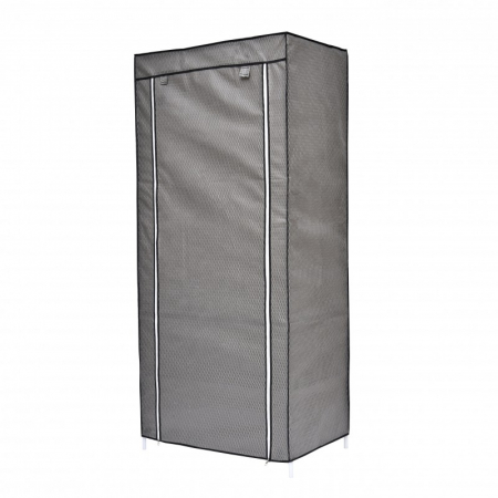 Dulap din material textil, cu structura metalica, 70 x 45 x 160 cm, Grunberg, Gri [1]