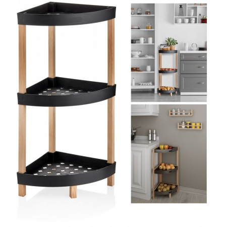 Etajera cu 3 rafturi, din lemn si plastic, 34 x 34 x 80 cm, bienWood [0]