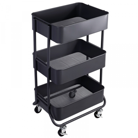 Etajera cu 3 rafturi, din metal, 44.50 x 34 x 75 cm, Grunberg  (negru) [1]