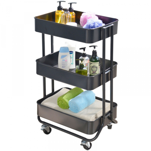 Etajera cu 3 rafturi, din metal, 44.50 x 34 x 75 cm, Grunberg  (negru) [0]