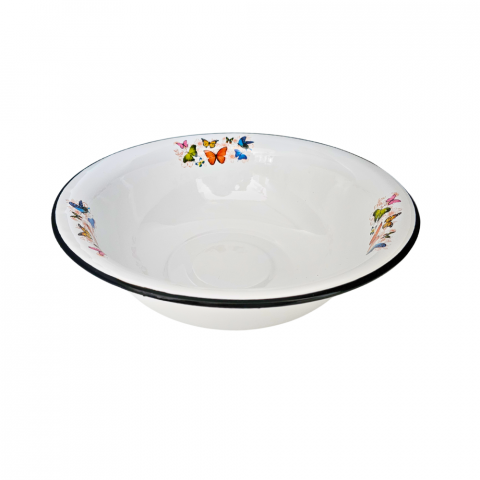 Vase emailate - Lighean emailat, decor Fluturi, 9 Litri