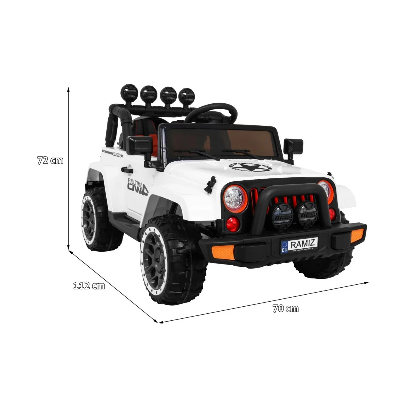 Mașină off-road 4x4 pentru copii, Motor 4x35w, scaun piele, roti eva, lumini si muzica, slow start/stop, Alb [1]
