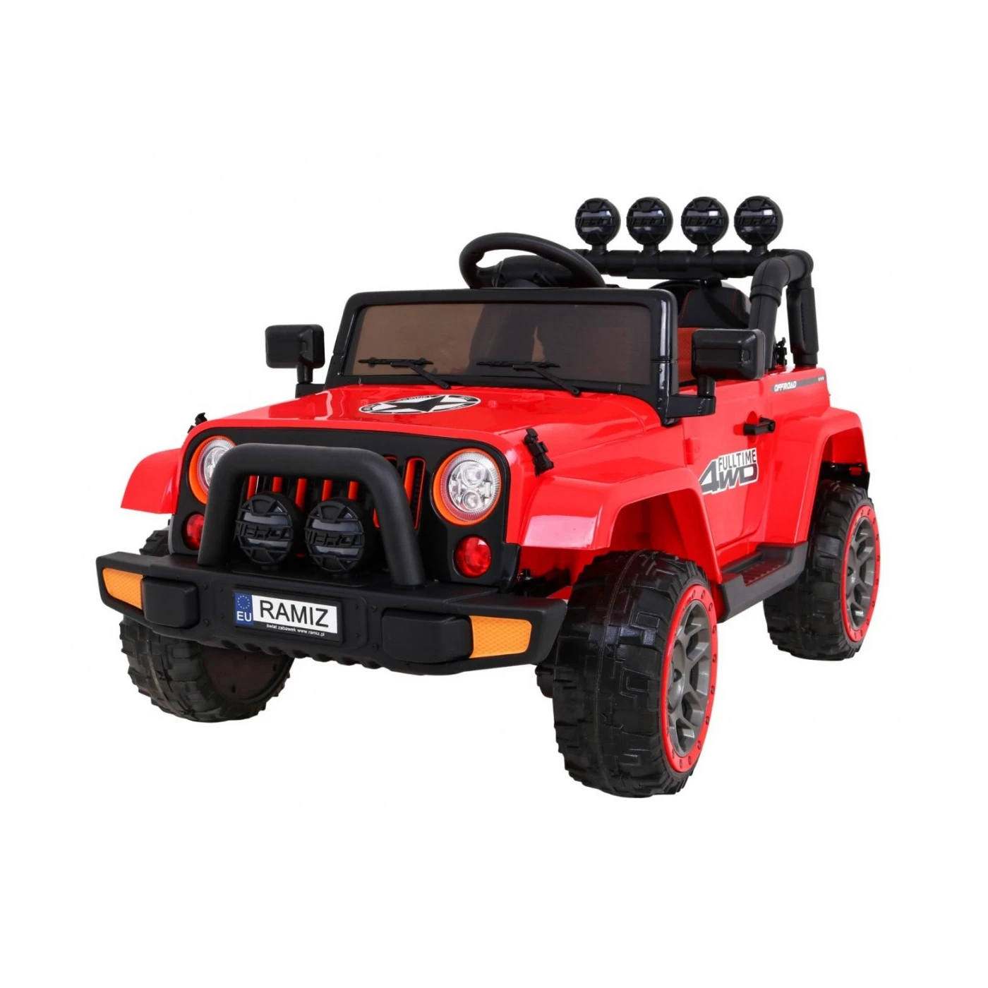 Mașină off-road 4x4 pentru copii, Motor 4x35w, scaun piele, roti eva, lumini si muzica, slow start/stop, Rosu [0]