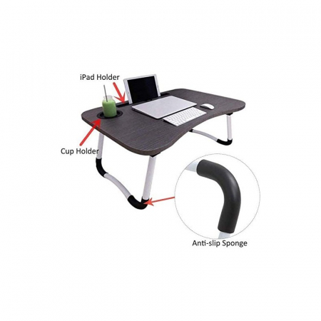 Masuta/Suport Multifunctionala, Pentru Laptop Sau Tableta, Din Metal Cu Blat MDF, 60x40x26 cm, Grunberg,Negru [1]